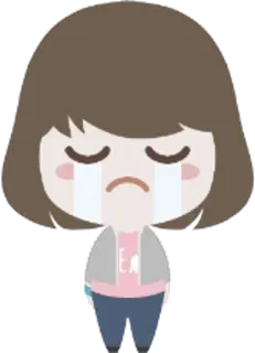😿 chorando, triste, lágrimas, desenho animado, emoção, menina telegram sticker