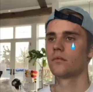🥲 Justin Bieber 有名人, 歌手, 泣く, 悲しい, ミーム, ポップスター telegram sticker