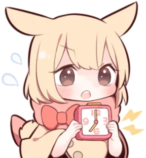 ⏰ 애니메이션, 소녀, 시계, 치비, 알람, 놀란, 귀여운 telegram sticker