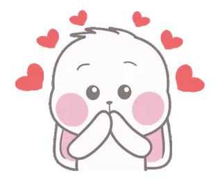 🥰 kelinci, bunny, lucu, cinta, hati, hewan, kartun whatsapp sticker