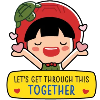 ❤️ LET'S GET THROUGH THIS TOGETHER encouragement, positivité, soutien, ensemble, mignon, dessin animé, réconfortant telegram sticker