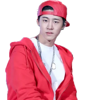 🤨 người, đàn ông, chân dung, đỏ, áo hoodie, mũ lưỡi trai, dây chuyền telegram sticker