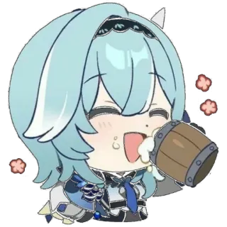 🥵 Eula Genshin Impact Eula, Genshin Impact, anime, lindo, bebiendo, personaje telegram sticker