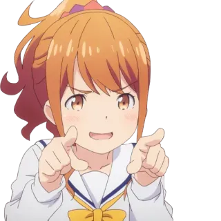 😏 动漫, 女孩, 指, 卡通, 可爱 telegram sticker