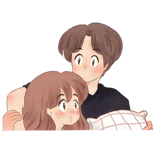 😳 pasangan, pelukan, cinta, kartun, ilustrasi, hubungan, imut, kasih sayang telegram sticker