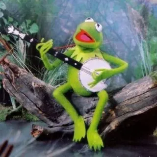 🎸 Kermit Kermit la Rana, Muppets, Banjo, Rana, Música, Verde telegram sticker