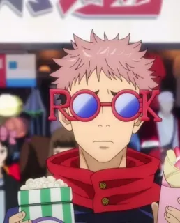 🤘 ROCK anime, glasses, rock, food, character whatsapp sticker