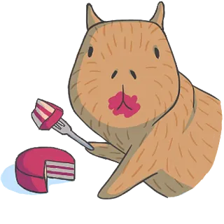 🐷 capybara, cake, animal, rodent, dessert, cute telegram sticker