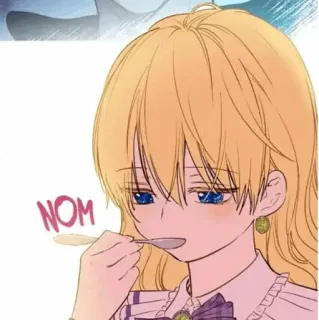 💗 NOM comiendo, cuchara, dibujos animados, anime, lindo, ñam whatsapp sticker