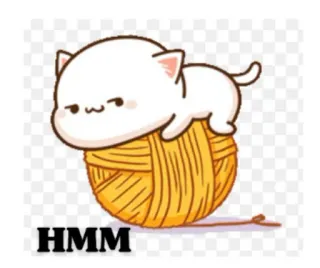 🙂 HMM cat, yarn, hmm, cute, sticker, kitten whatsapp sticker