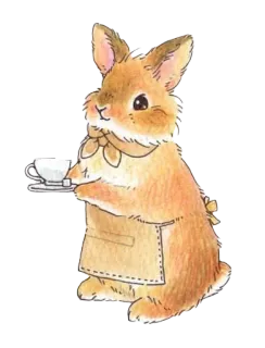🌟 兔子, 兔子, 茶, 可爱, 动物, 围裙, 卡哇伊 whatsapp sticker