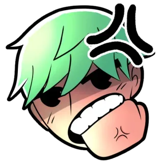😡 enojado, anime, frustrado, expresión, dibujos animados, cara whatsapp sticker