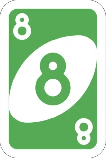 8️⃣ Uno, kaartspel, nummer 8, groen telegram sticker