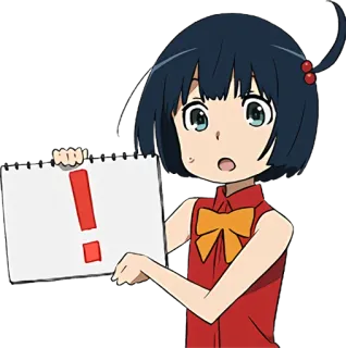 😯 chica anime, signo de exclamación, advertencia, sorpresa, alerta, precaución telegram sticker