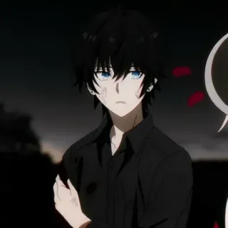 🕳 Anime, Chico, Pelo Negro, Personaje, Manga whatsapp sticker