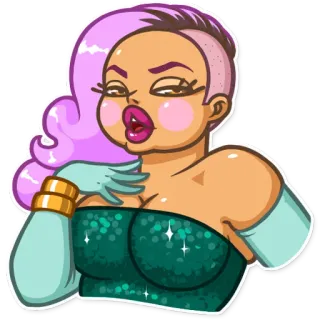 👗 donna, capelli rosa, guanti, trucco, brillantini whatsapp sticker