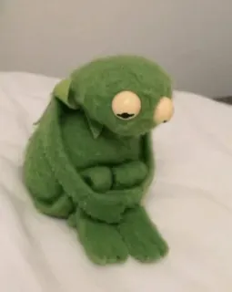 😢 悲しい, 緑, 人形, 操り人形, おもちゃ, 生き物 telegram sticker