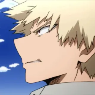 😶 Bakugo Katsuki My Hero Academia アニメ, キャラクター, 金髪, 怒り, 横顔, 僕のヒーローアカデミア telegram sticker