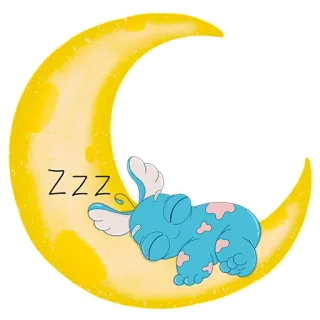 😴 Zzz spanie, księżyc, kreskówka, słodki, sen, noc telegram sticker