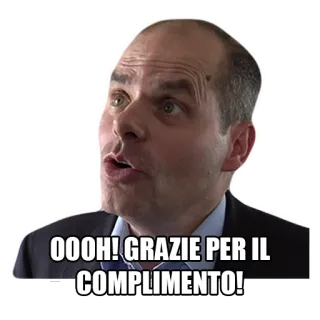 🙁 OOOH! GRAZIE PER IL COMPLIMENTO! мужчина, итальянец, комплимент, мем whatsapp sticker
