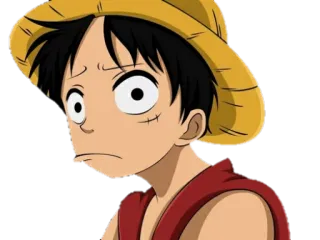 😕 Monkey D. Luffy One Piece 애니메이션, 원피스, 몽키 D. 루피, 만화, 해적, 밀짚모자, 걱정 telegram sticker