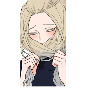 🙈 여자, 애니메이션, 슬픈, 울음, 머리카락, 여성 telegram sticker