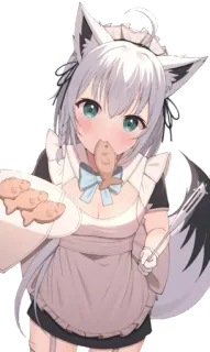 😳 Anime, Neko, Servante, Poisson, Kawaii, Mignon, Fille telegram sticker