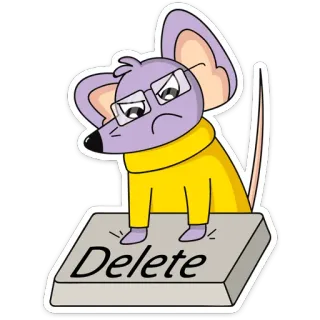 😠 Delete mouse, cancella, computer, cartone animato, occhiali, sticker, bottone, ufficio telegram sticker