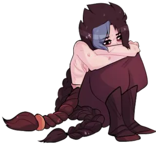 😔 เศร้า, ผู้หญิง, ตัวละคร, การ์ตูน telegram sticker
