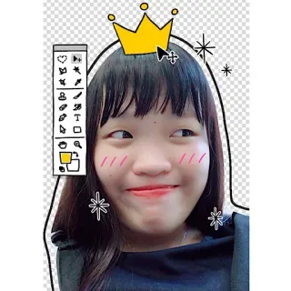 😏 coroa, menina, brilhos, ilustração, fofo, desenho animado, sorriso whatsapp sticker