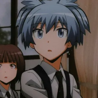 🌀 Nagisa Shiota Assassination Classroom Anime, Menino, Personagem, Nagisa, Cabelo azul, Uniforme escolar, Assassination Classroom whatsapp sticker