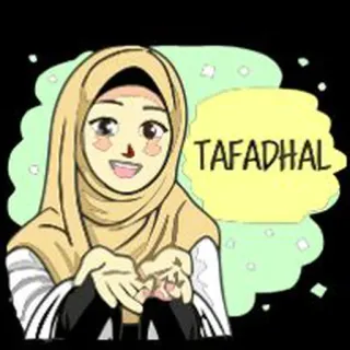 🤗 TAFADHAL Мультфильм, Женщина, Хиджаб, Малайский, Тафадхал whatsapp sticker