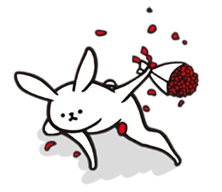 😘 lapin, fleurs, mignon, kawaii, autocollant whatsapp sticker