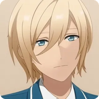 🧽 Anime, blond haar, blauwe ogen, portret, man telegram sticker