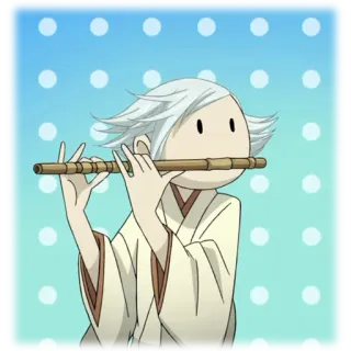 😗 Anime, Flauto, Musica, Capelli bianchi, Abbigliamento tradizionale telegram sticker