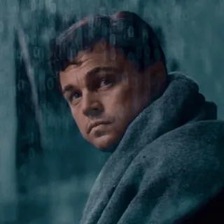 ☹️ Leonardo DiCaprio actor, celebridad, retrato, hombre, bufanda, Leonardo DiCaprio telegram sticker