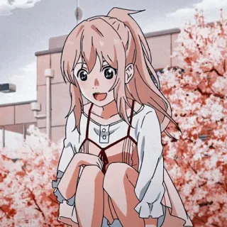 🩰 Anime, Meisje, Schattig, Lachend, Kawaii, Kersenbloesems telegram sticker