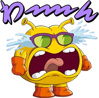 😭 OMH Phim hoạt hình, Người ngoài hành tinh, Kính râm, Khóc, Biểu cảm, Biểu tượng cảm xúc telegram sticker
