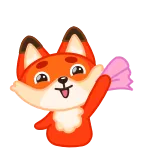 👋 fox, animal, cartoon, cute, waving, happy telegram sticker