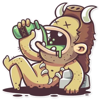 🍺 mostro, bere, cartoni animati, divertente, bevanda, creatura whatsapp sticker