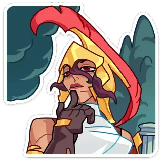 ⭐ illustration, sticker, character, female, fantasy, warrior, thinking, armor telegram sticker