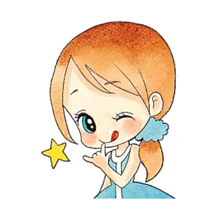 👌 Cartoon, Meisje, Knipoog, Personage, Schattig, Illustratie telegram sticker