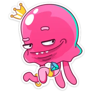 😈 pink, crown, cartoon, character, jewelry, smirk telegram sticker