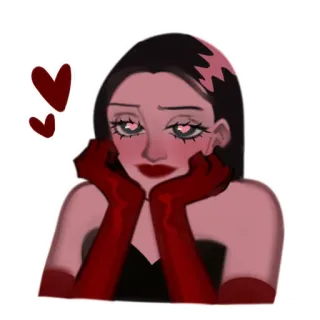 ❤️ mulher, desenho animado, corações, amor, luvas, vermelho telegram sticker