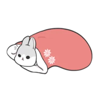 🐰 kelinci, imut, binatang, kawaii, tidur, merah muda, santai, bunga telegram sticker