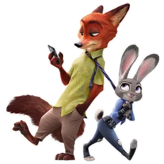 😏 Nick Wilde Zootopia fox, rabbit, cartoon, zootopia, officer, characters telegram sticker