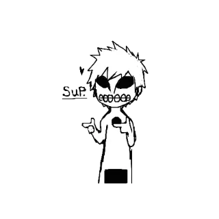 ✌ Sup cartoon, greeting, character, simple, minimalist telegram sticker