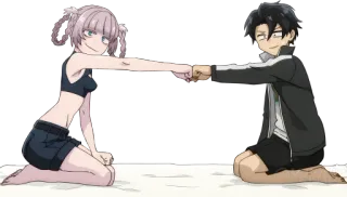 🤜 Anime, Pareja, Choque de puños, Amigos, Manga, Juntos whatsapp sticker