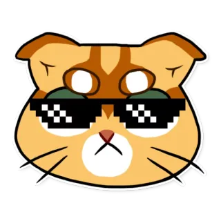 😎 gato, pegatina, gafas de sol, meme, pixelado, animal, guay whatsapp sticker