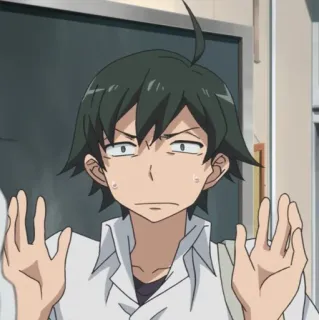🥀 Hachiman Hikigaya My Teen Romantic Comedy SNAFU Anime, Personagem, Adolescente, Confuso, Hachiman, Hikigaya telegram sticker